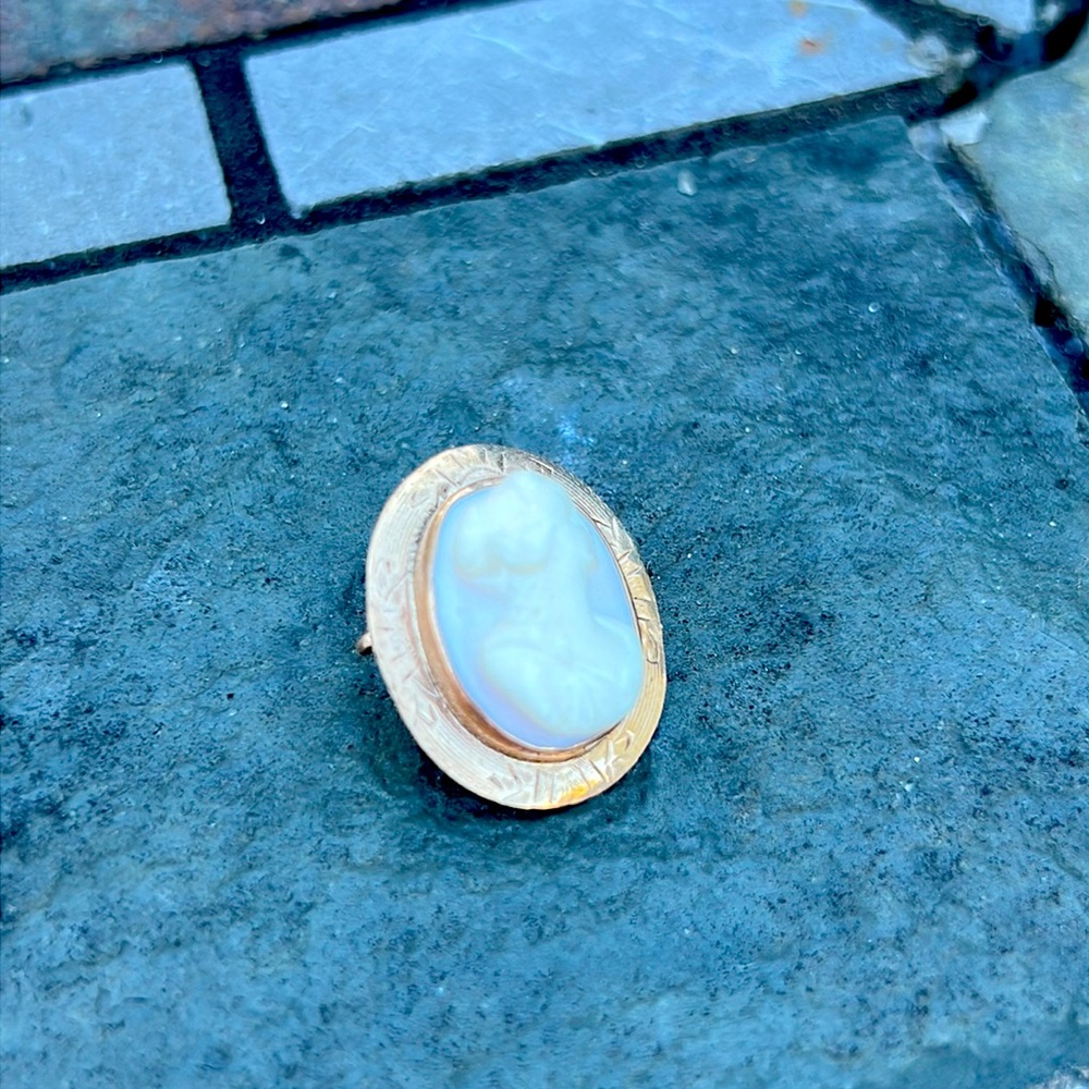 10kt bezel small pendant pin cameo